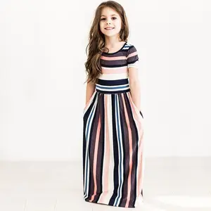 Lange Jurk Mode Trend Bohemian Voor Meisjes Strand Tuniek Bloemen Herfst Maxi Jurken Kids Party Prinses Jurken