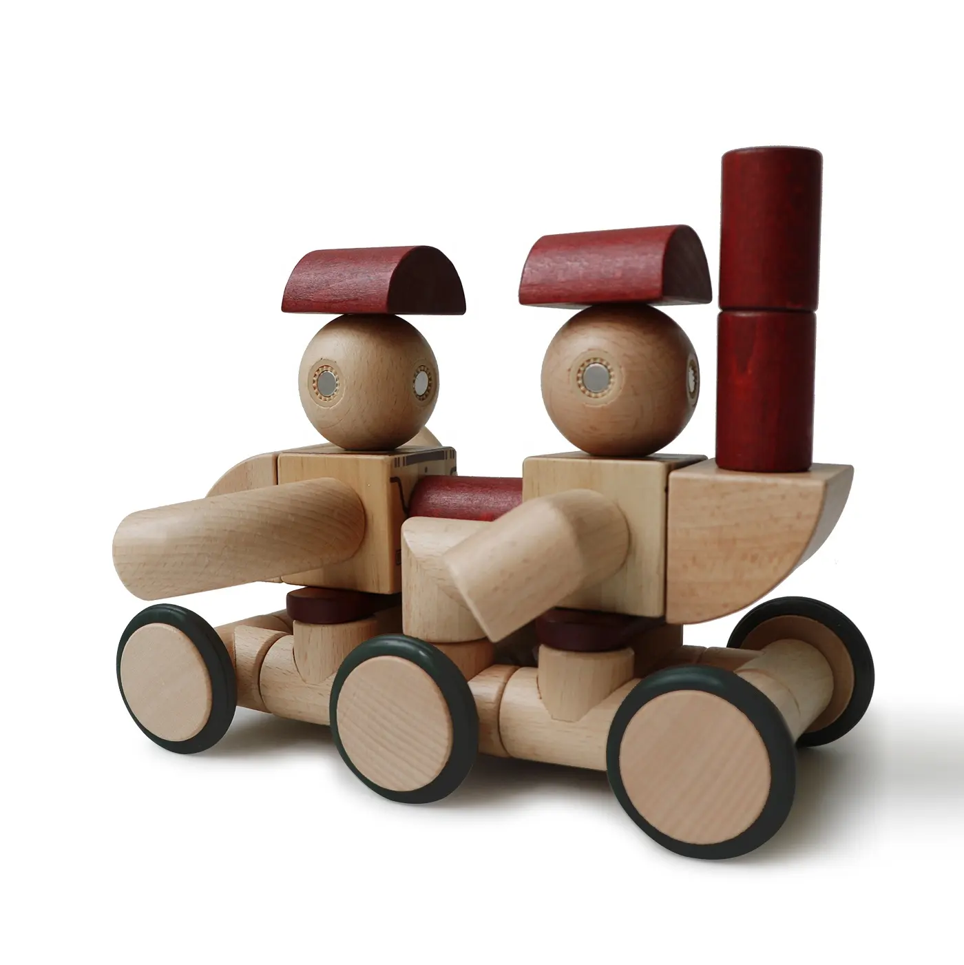الأطفال لعبة تعليمية 42 قطعة خشبية روبوت قطار مجموعات أدوات السيارات كتل لعبة مع المغناطيسي