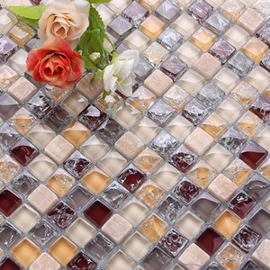 Telha mosaico de vidro da água da pedra da natureza do fabricante fohu para a decoração da parede