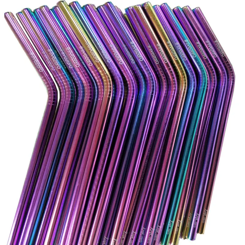 Цветные соломинки из нержавеющей стали, Короткие Коктейльные металлические соломинки для питья, гравировка серебристого или черного логотипа