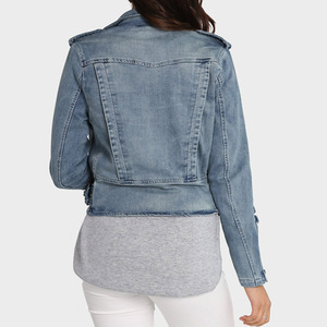 Cappotti di jeans Casual alla moda con Zip blu Casual da <span class=keywords><strong>donna</strong></span> a manica lunga giacche di jeans leggeri Crop Top 2021 - Product Image 4