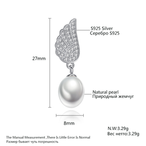 Pag & Mag Groothandel 925 Sterling Zilveren 3A Cz Stud Earring Met Ovale Natuurlijke Parel Wit Dangle Mariage Bruiloft Oorbellen - Product Image 2