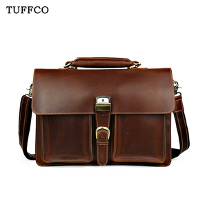 Vintage <span class=keywords><strong>Cuir</strong></span> Véritable de Vache Hommes de <span class=keywords><strong>Serviette</strong></span> <span class=keywords><strong>pour</strong></span> 15 pouces Sac D'ordinateur Portable Avec Serrure - Product Image 3