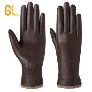 <span class=keywords><strong>Gants</strong></span> en cuir de mouton véritable GL64, pour la conduite de voiture, personnalisés, <span class=keywords><strong>marron</strong></span>, pour femmes, - Product Image 4