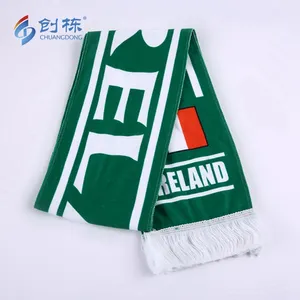 Bufandas de fútbol de muestra gratis para hombres, pañuelos deportivos colgantes de alta calidad para fútbol irlandés, tienda fabricante de fútbol