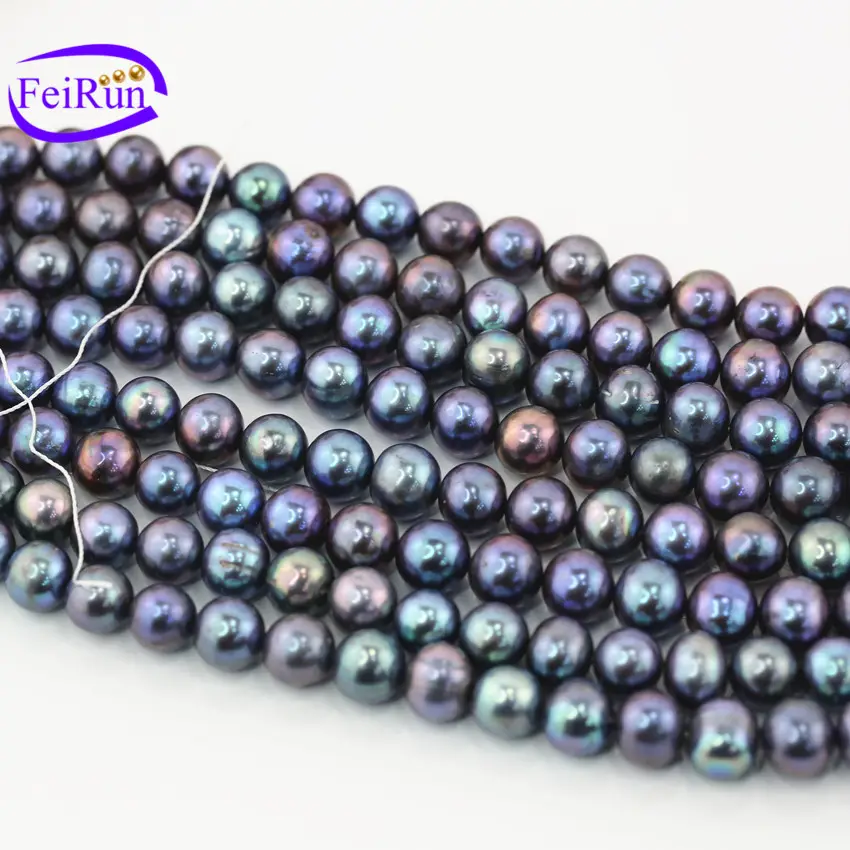 FEIRUN En Gros Offre Spéciale 10-11mm rond Blanc Naturel D'eau Douce Décoration Brin de Perle pour Collier Perles En Vrac Meilleur gif