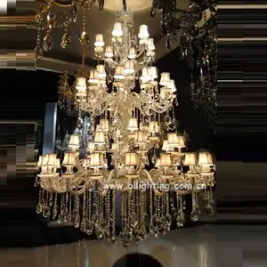 Brilliant large crystal chandelier for hotel 66 (40w) fancy light incandescent contemporary