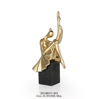 Statue de danseuse de ballet sexy en résine avec feuilles d'or, décoration de bureau, salle de danse, sculpture, décoration d'intérieur, artificielle