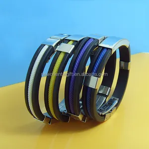 Bracelets de silicone d'agrafe en métal d'acier inoxydable de mode