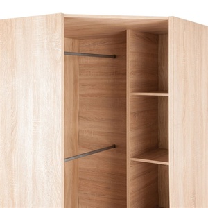 Muebles de Dormitorio Modernos de Madera, <span class=keywords><strong>Armario</strong></span> de Esquina con Espejo <span class=keywords><strong>Blanco</strong></span> o <span class=keywords><strong>Roble</strong></span> - Product Image 3