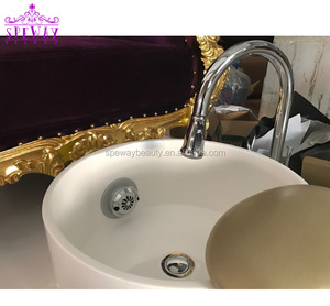 Prezzo di Fabbrica Ciotola Rotonda in Ceramica per Pedicure da Salone di Lusso Lavabo Bianco per Pedicure con Getto d'Acqua Lampada a Led Vasca Spa per Pedicure - Product Image 2