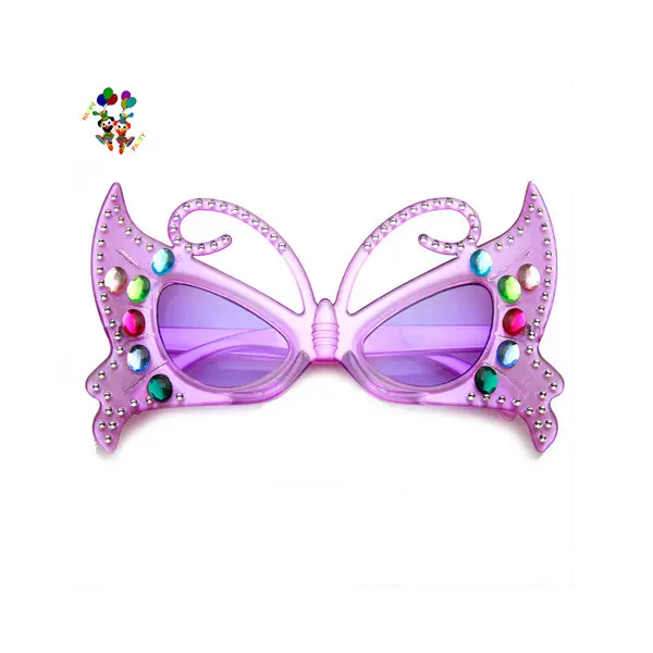 Occhiali di plastica a forma di farfalla della novità del vestito operato dal partito gioiello di strass economici HPC-0619