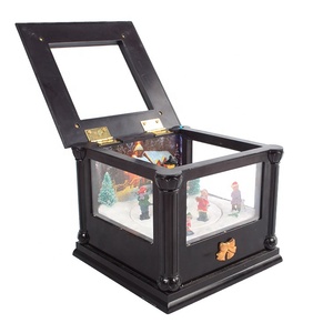 Caja Musical Navideña Animada <span class=keywords><strong>con</strong></span> <span class=keywords><strong>Movimiento</strong></span>, Escena de Pueblo Navideño, Bola de Nieve <span class=keywords><strong>con</strong></span> Luces LED - Product Image 1