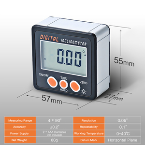 Electronic Protractor Digital Inclinometer 0-360 Aluminum Alloy Digital Bevel Box Angle <strong>Gauge</strong> Meter Magnets Base <strong>Measuring</strong> <strong>Tool</strong> - Product Image 5