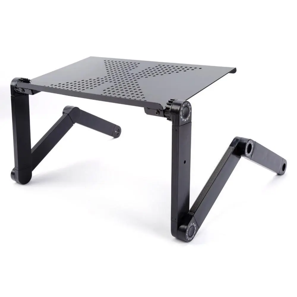 Portable Adjustable Aluminum Ergonomic Folding Stand Laptop Table for Desk , Bed Tray Cooling Pad