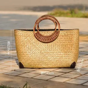 Trendy Straw Rattan Hand woven Fashion Bali Summer Lady Women Beach Travel Tote Bags Handbag