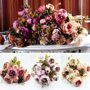 Fleurs en tissu de pivoine vintage à 10 têtes, fabrication artisanale en Chine - Product Image 1