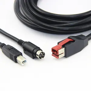 24v至Hosiden 3针供电USB电缆，带3Pin Din + USB B