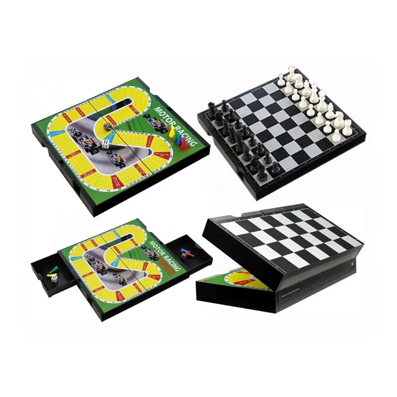 EPT 2In 1 Folded International Motorcycle Racing Game Magnetic Chess Board Set Custom Travel Playing Games Chess Board Set