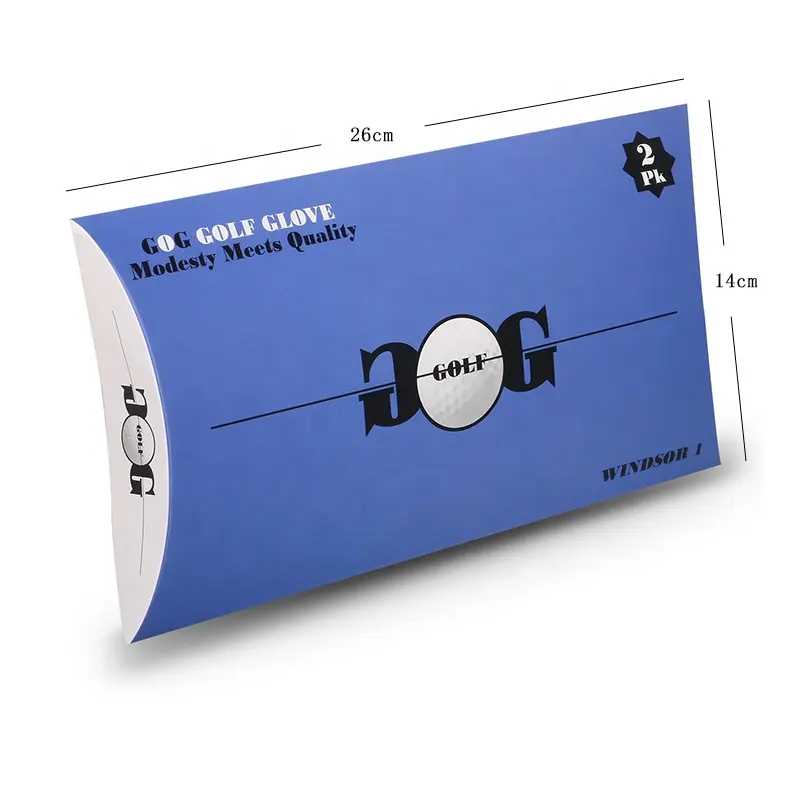 विशेष कस्टम मर कट तकिया बॉक्स आकार गोल्फ दस्ताने नीले पैकेजिंग बॉक्स