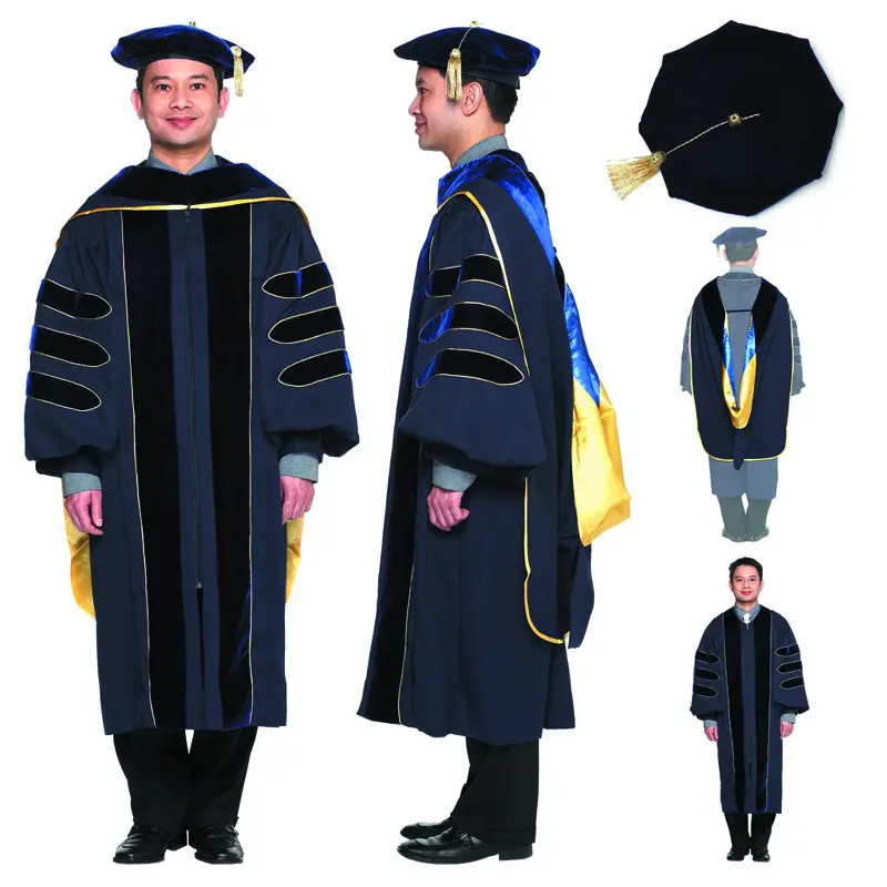 Wholesale adult size school uniform doctoral graduation gown