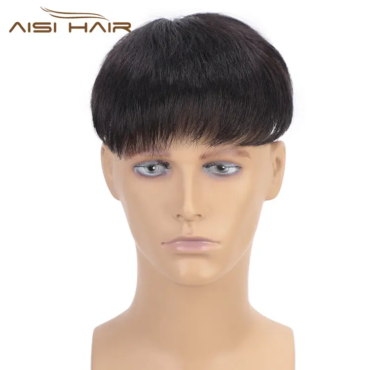 Aisi Hair Toupee Man Perücke Haar teile Lace Head Spin mit Clips Haarer satz Echthaar Machine Made Toupee für Männer