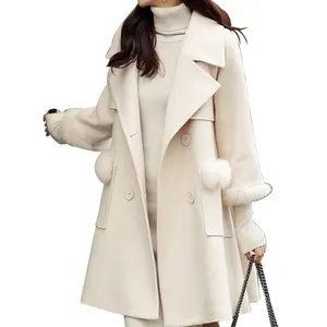Personalizzato fornitore di vari tipi di trincea lungo inverno bianco cappotto di lana delle donne