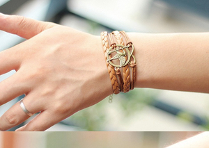 กำไลข้อมือหนัง PU สไตล์วินเทจ ลายล้อเลียนจาก Hunger Games พร้อมจี้รูปนก คิวปิด ลูกศร ความรัก และ Mockingjay สำหรับผู้ชาย - บริการดรอปชิป - Product Image 5