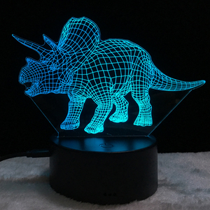 Dinosauro <span class=keywords><strong>3D</strong></span> illusione luce notturna triceratopo Touch lampada da tavolo 7 colori ottica USB LED luce notturna - Product Image 6