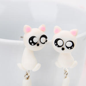 <span class=keywords><strong>Orecchini</strong></span> a Forma di Gatto Fatti a Mano in Stile Cartone Animato, Piercing in <span class=keywords><strong>Argilla</strong></span> <span class=keywords><strong>Polimerica</strong></span> - Product Image 2