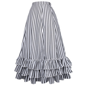 BP Retro Vintage estilo gótico rayas blancas y negras Bustle falda BP000354-1 - Product Image 3