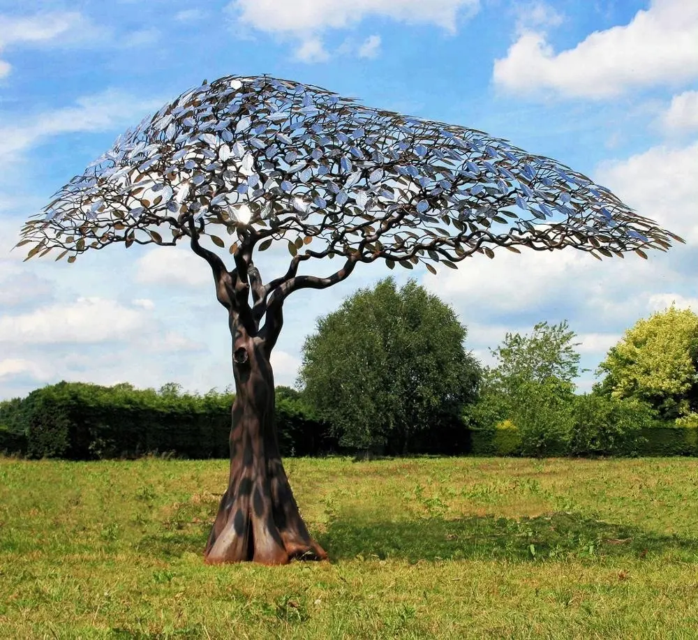 Grande al aire libre de acero inoxidable de metal árbol escultura para venta