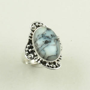 925 Sterling Silver Dendrite Opal Gemstone Ring Bijoux anciens pour mariage Grossiste Pierre d'opale naturelle - Product Image 1