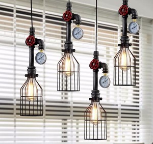 Retro moderno decorativo cocina techo de diseño lámpara de iluminación <span class=keywords><strong>Vintage</strong></span> Industrial Metal hierro tubo de agua Steampunk L - Product Image 2