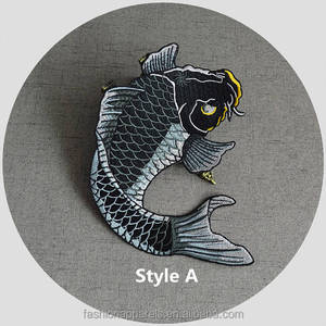 Chất lượng cao thêu cá chép đen các bản vá lỗi, cá lớn thêu các bản vá lỗi, sắt ON/Stick ON/may trên vá - Product Image 4