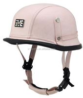 Casque de Moto Allemand en Cuir Vintage Casco Moto Visage Ouvert Rétro Demi Casque Chopper Biker Pilote DOT Taille S-XXL