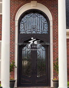 Square Header Exterior Steel <strong>Rustic</strong> Wrought Iron <strong>Doors</strong> Wrought Iron <strong>Door</strong> - Product Image 3