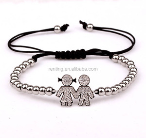 Bracelet plaqué or 18K, avec breloque <span class=keywords><strong>en</strong></span> macramé, bijoux perlés, <span class=keywords><strong>en</strong></span> acier inoxydable, pour fille et garçon, nouvelle mode - Product Image 2