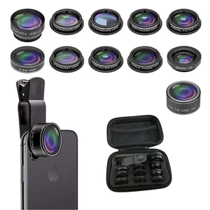 Beste kwaliteit universalwide hoek telescoop macro mobiele telefoon 10 in 1 camera lens kit