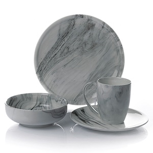 Venta caliente banquete brillante China conjunto de cena de cerámica de diseño de mármol juego de vajilla de ~ - Product Image 1