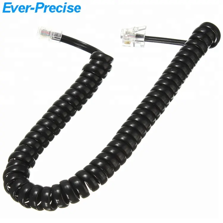 Black RJ11 Telephone Cable/ Spiral Cable/RJ11 telephone cord Coil Cable