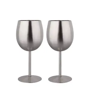 레드 와인 Goblets 닦았 스테인레스 스틸 샴페인 컵 단일 벽 맥주 컵 10 온스 줄기 텀블러