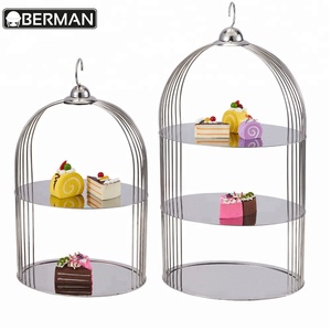 Dubai Banquet Equipment 3 Tier <strong>Decorative</strong> Metal <strong>Birdcage</strong> with Cupcake Stands for Buffet Wedding - Product Image 3