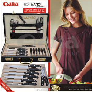 QANA फैक्टरी थोक OEM 25pcs multifunctional रॉयल्टी लाइन रसोई के चाकू सेट के साथ चमड़ा प्रकरण दमिश्क महाराज चाकू - Product Image 2
