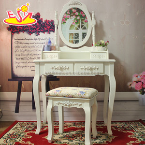 Juguete Nuevo diseño dormitorio tocador de maquillaje de madera tocador de maquillaje <span class=keywords><strong>juvenil</strong></span> de madera maciza venta superior tocador de maquillaje de madera W08H060 - Product Image 2