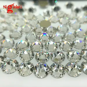 8 + 8 yeni kesim düz geri rhinestone 16 factes olmayan sıcak düzeltme ss16 crystal clear için düğün elbisesi