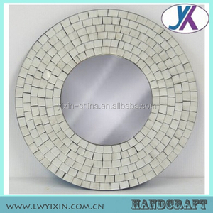 23.5 inch hiện đại sang trọng gương tròn với cổ hổ phách khảm 60cm trang trí khung kính vật liệu gỗ - Product Image 4