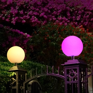 Outdoor Pillar <strong>Light</strong> Solar Powered Led Garden Ball Sphere <strong>Lights</strong> for Fence Post 300mm Acrylic <strong>Globe</strong> Landscape Lighting - Product Image 5