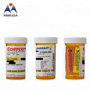Minsda Custom ized Medical Orange Pillen Flasche mit einem leeren Etikett