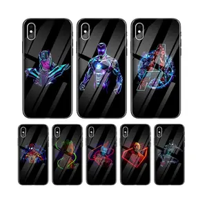 OEM personalizado de luz de la noche de marvel de vidrio templado funda para teléfono para iphone x/xs